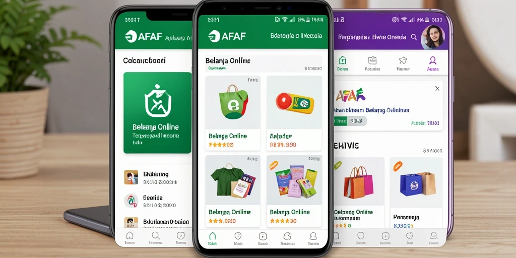 Tampilan antarmuka aplikasi AFAF untuk belanja online yang mudah digunakan.