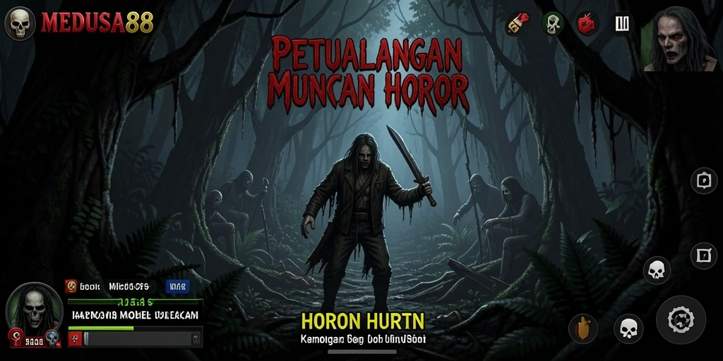 Screenshot MEDUSA88 dengan tampilan hutan yang gelap dan misterius.
