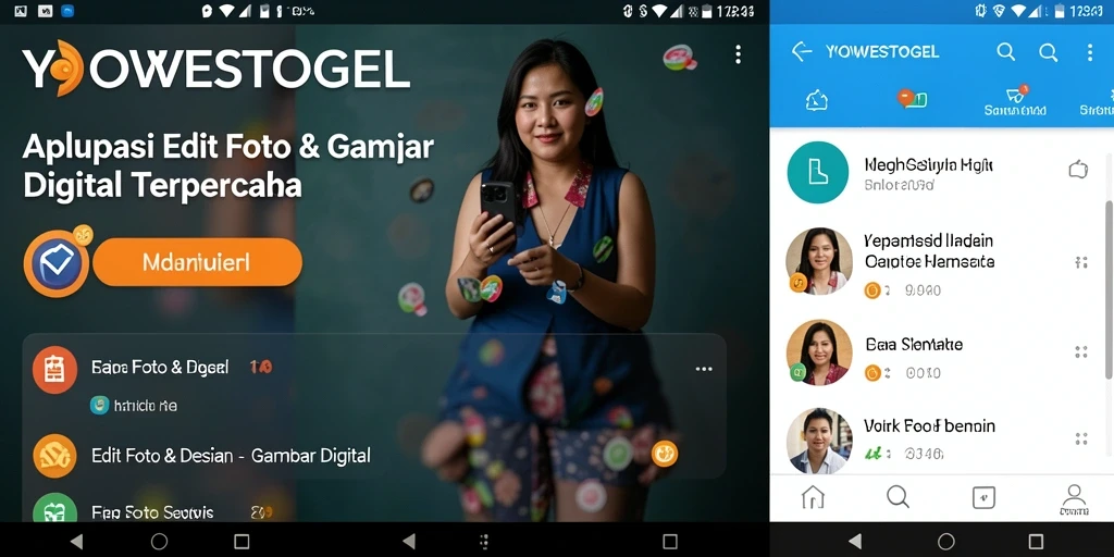 Screenshot antarmuka YOWESTOGEL menampilkan alat pengeditan dan fitur unggulan.